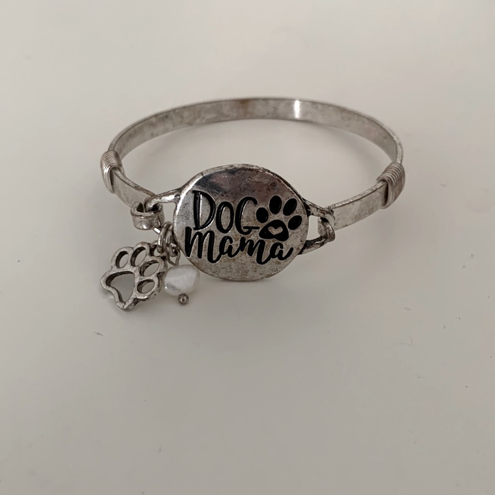 Silver Dog mom mama bracelet